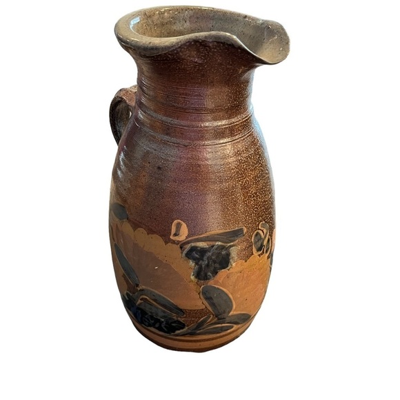 Terry Plasket Salt Glaze 10” Pitcher Floral - Picture 2 of 5